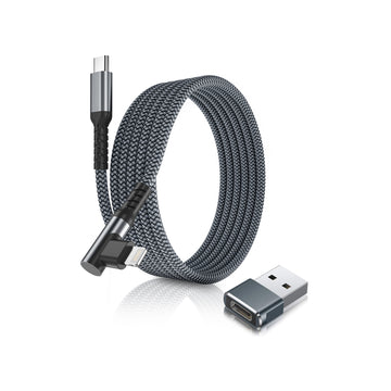 BestWhoop USB C to Lightning Charger Cable Right Angled 10ft with USB A Adapter