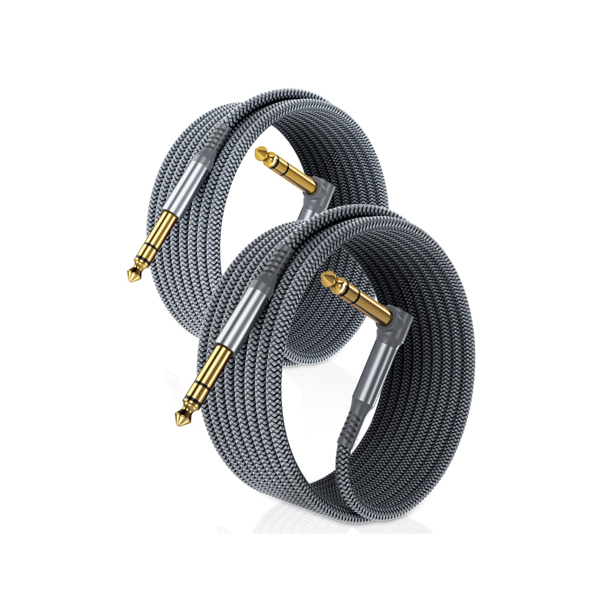BestWhoop 6.35mm Straight-to-Angled TRS Balanced Instrument Cable [2 in 1 Pack]