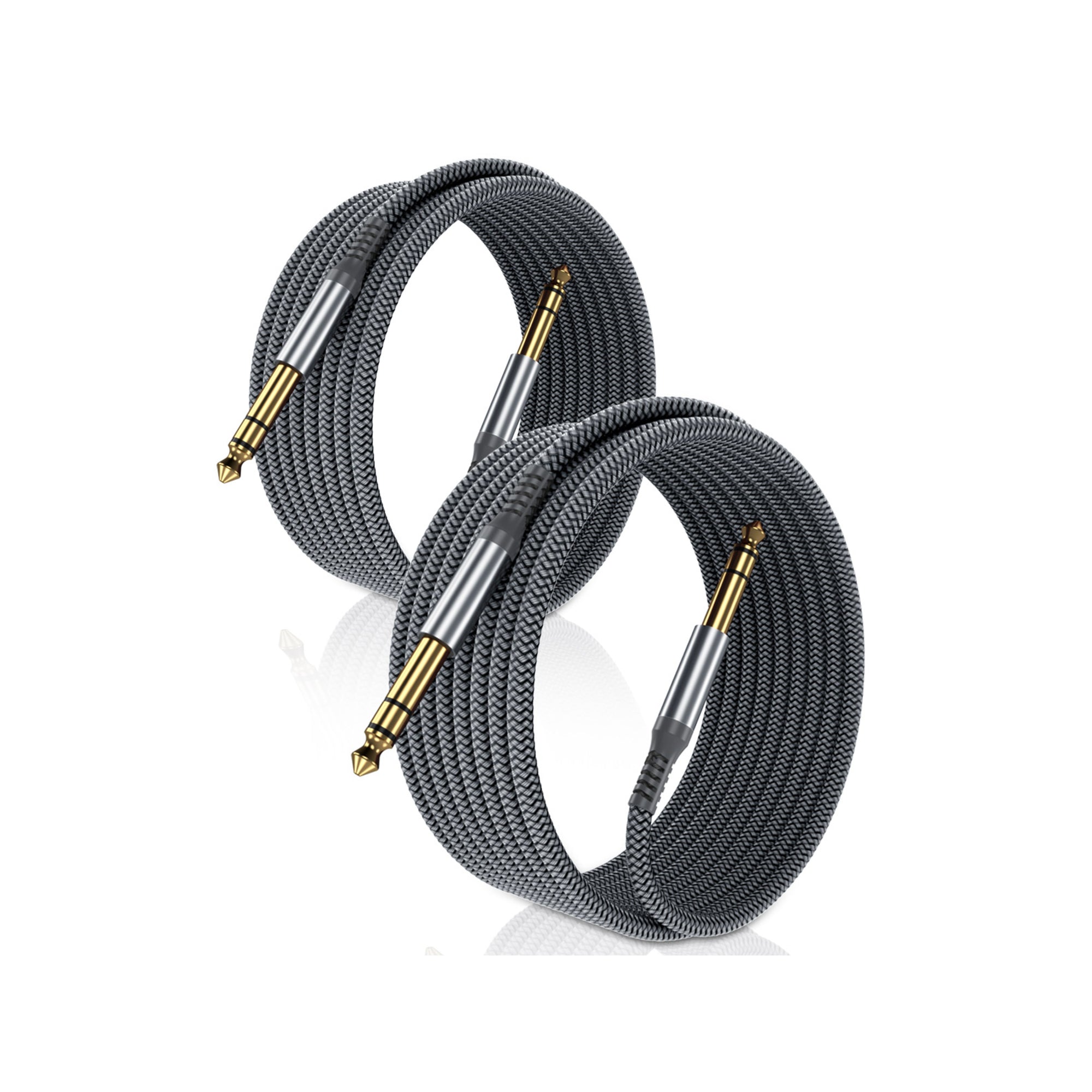 BestWhoop 6.35mm Straight-to-Straight TRS Balanced Instrument Cable [2 in 1 Pack]